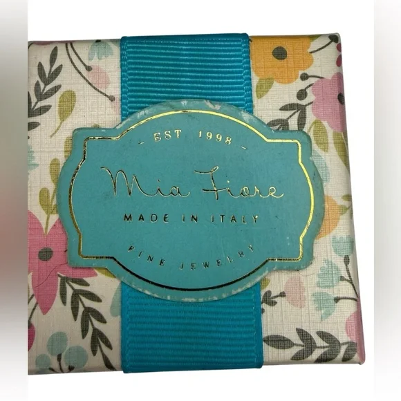 Mia Fiore Hand Painted Made in Italy Blue and Gold Enamel Earrings - Picture 3 of 4